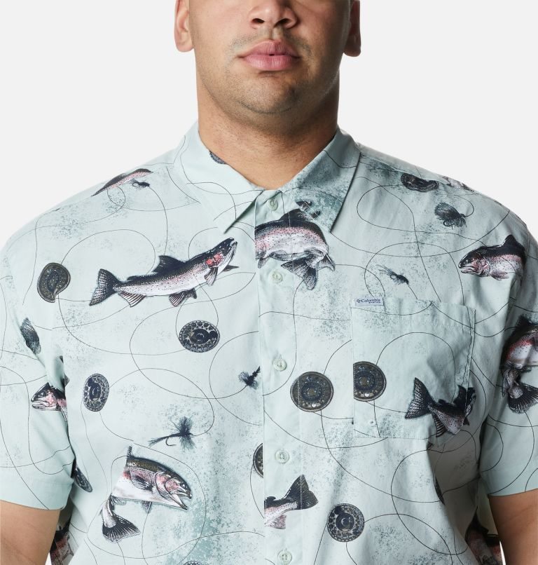 Men's Columbia PFG Trollers Best Short Sleeve Shirts Mint | Plus Size CA-NC546